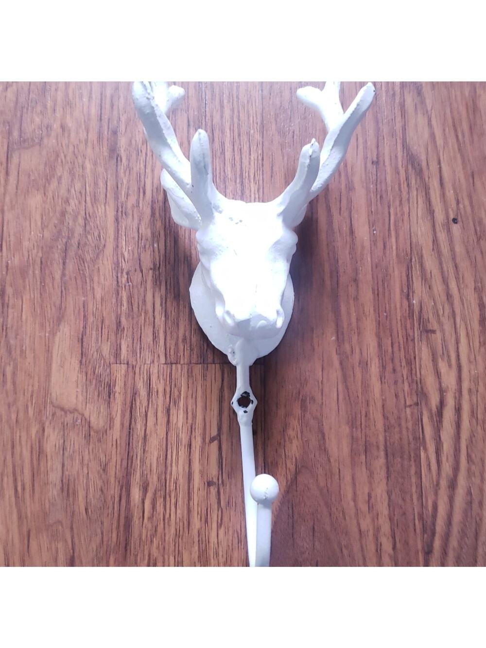 White Deer Wall Hook Metal Hunter Natural Outdoors Decorating